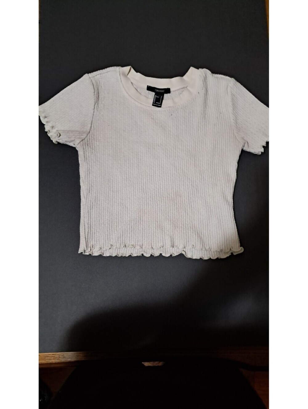 Forever 21 Juniors White Cropped Knit Tank Shirt Size Small